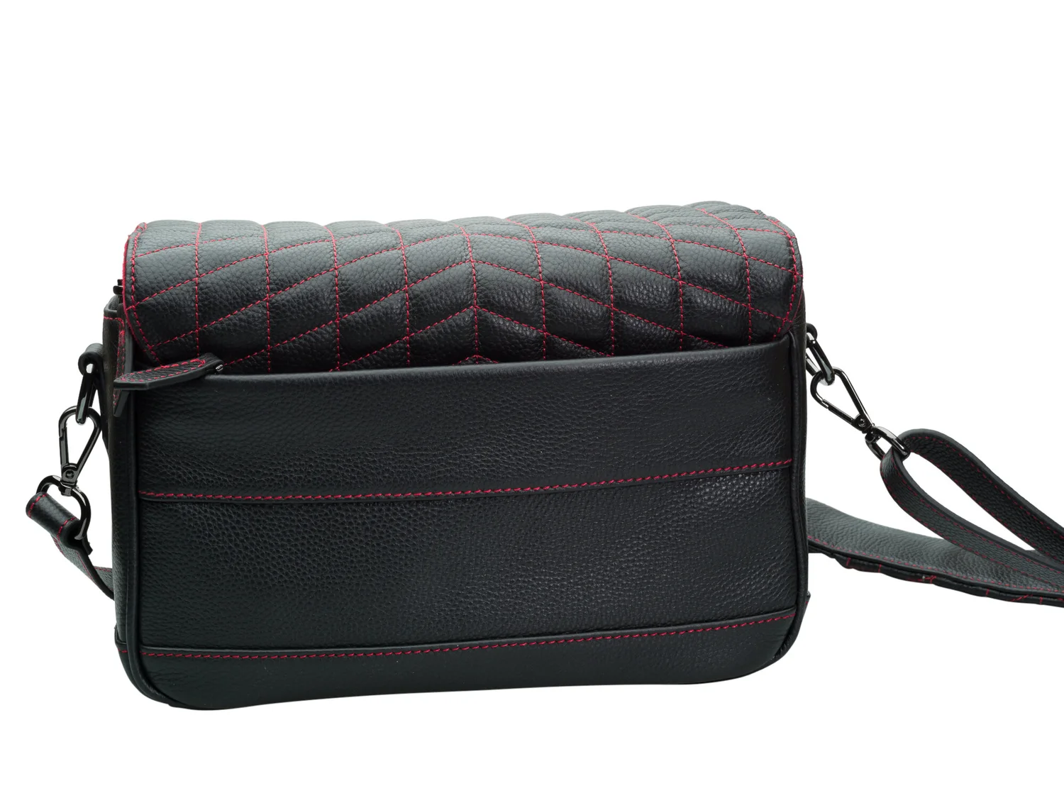 Vi Vante Dual Flap "Pegasus V2" Black Leather Camera Bag with Red Quilting, image 14