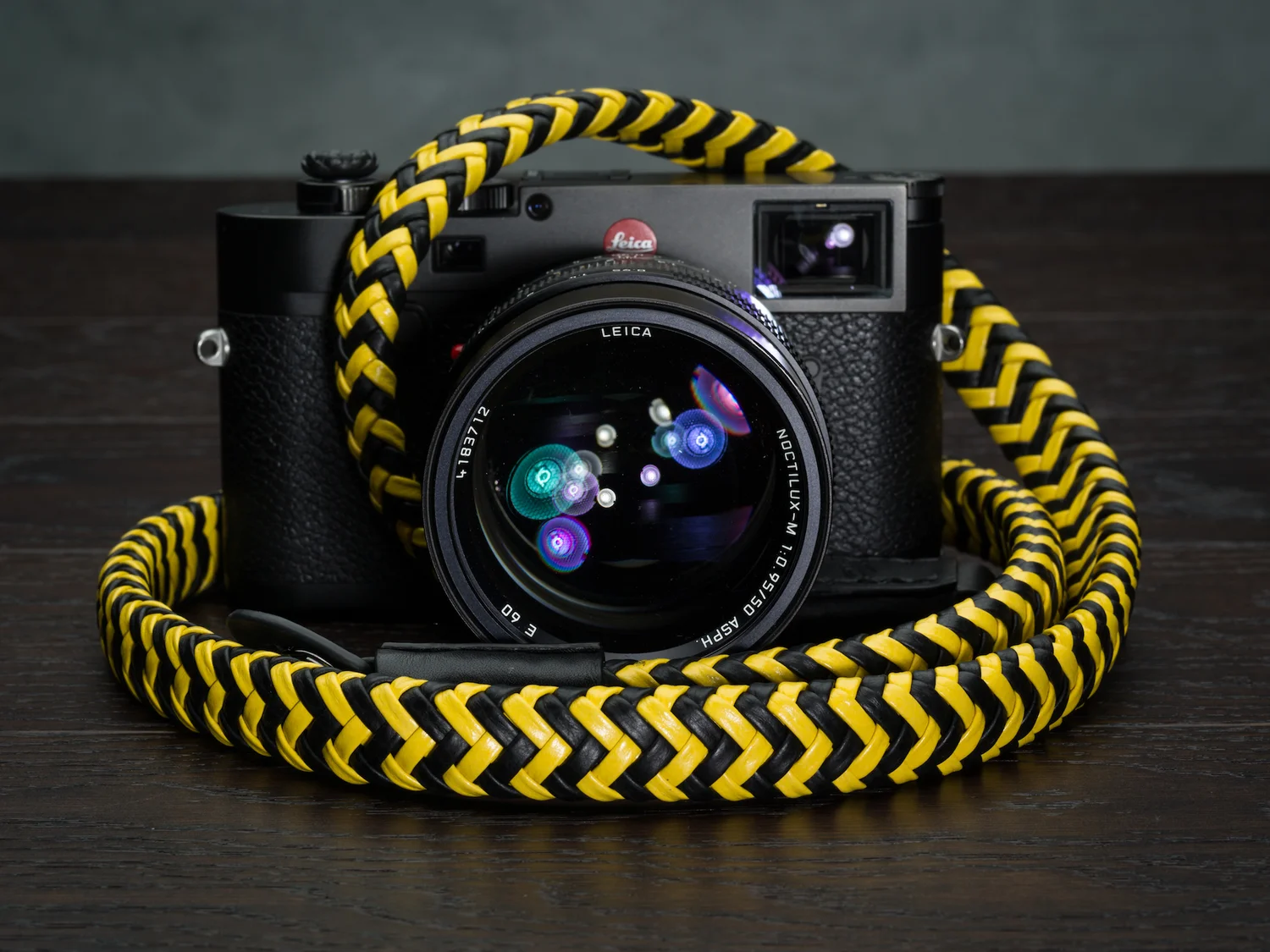 Vi Vante Matador "Batman" Yellow and Black Braided Leather Camera Strap, image 1