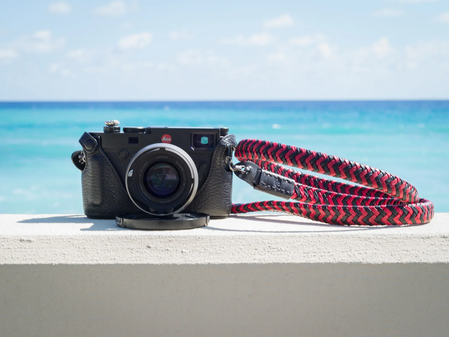 Phoenix Leather braided Black and Red Camera Strap