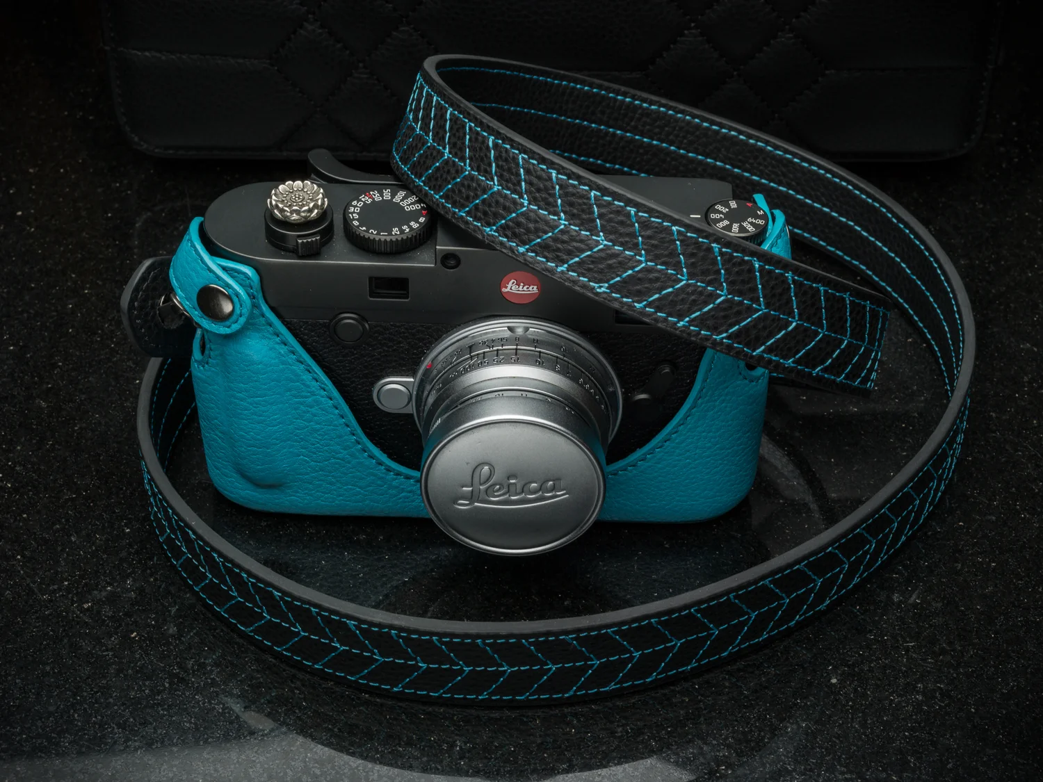 Vi Vante Miami Blue "Tread Classic" Leather Camera Strap Edition of 5