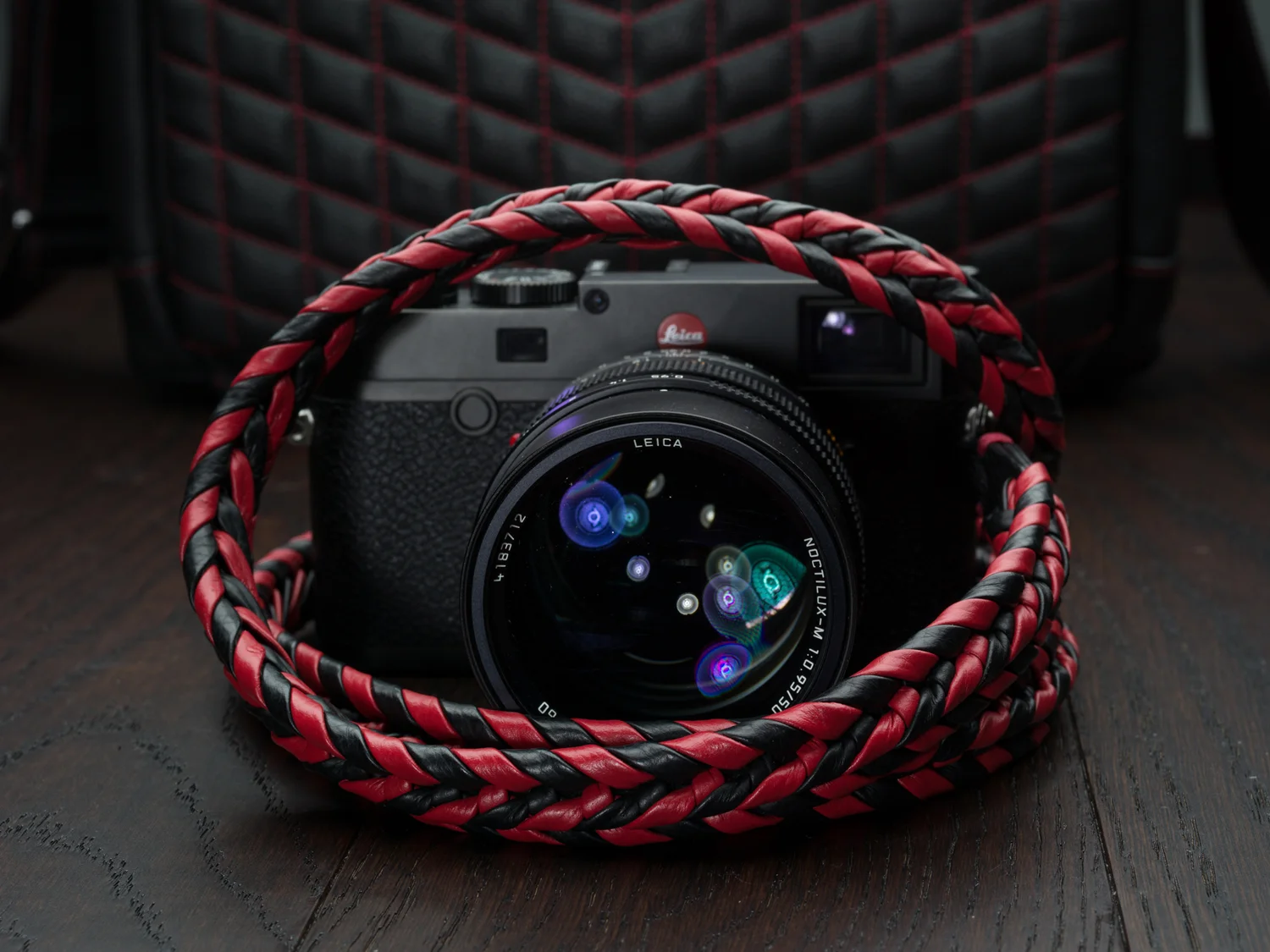 Vi Vante Ultime Phoenix Red Black Braided Leather Camera Strap, image 1