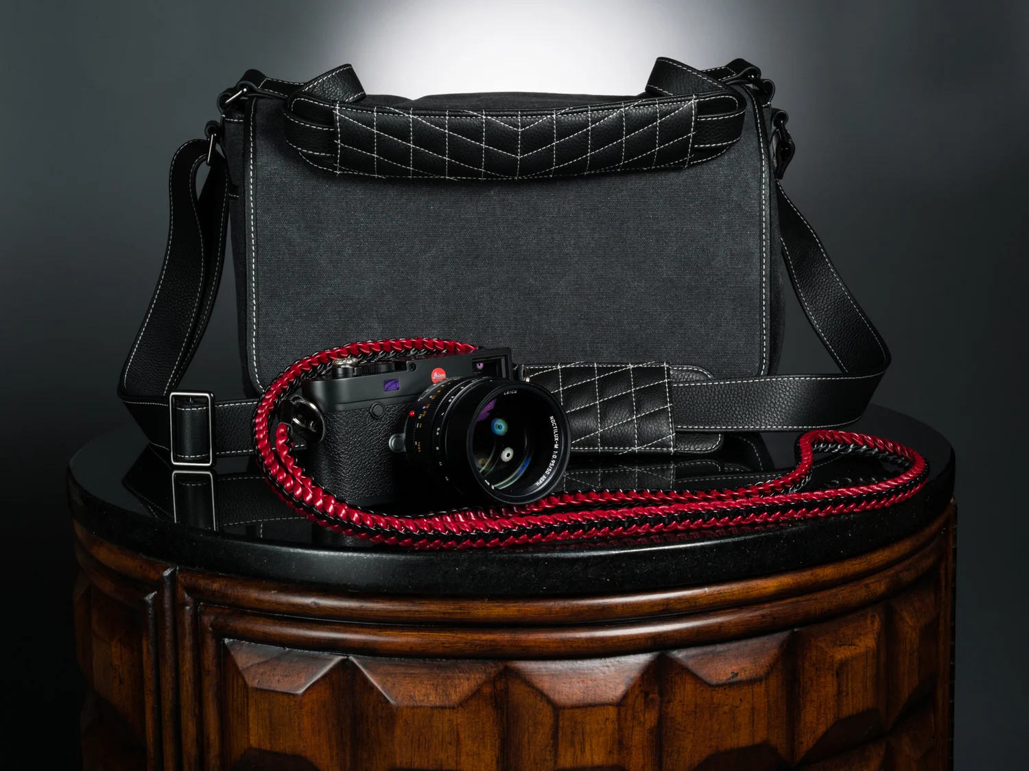 Waxed Canvas &amp; Leather Camera bag by Vi Vante microsuede interior luxury designer Leica m10 barton 1972