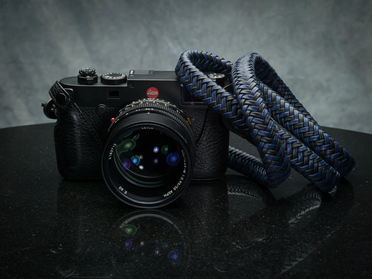 Vi Vante Maritime Blue and Black Matador Leather Camera Strap