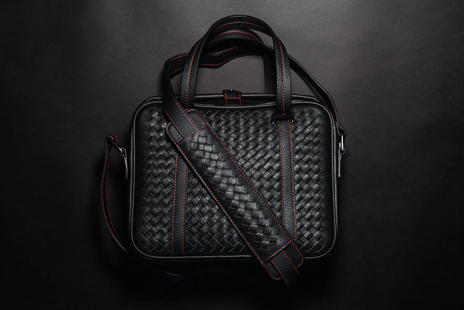 hand woven leather camera bag