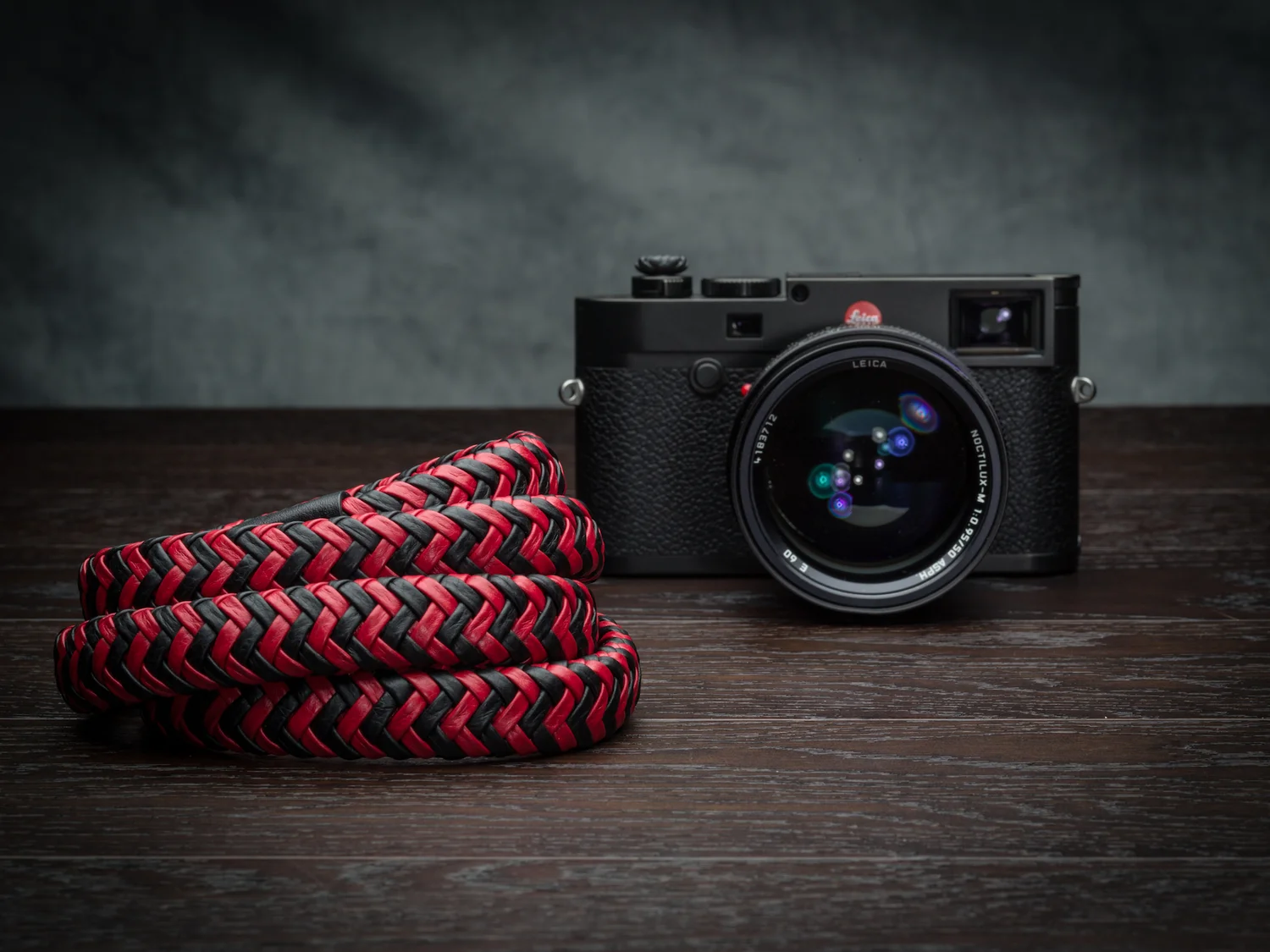 Phoenix Leather braided Black and Red Camera Strap