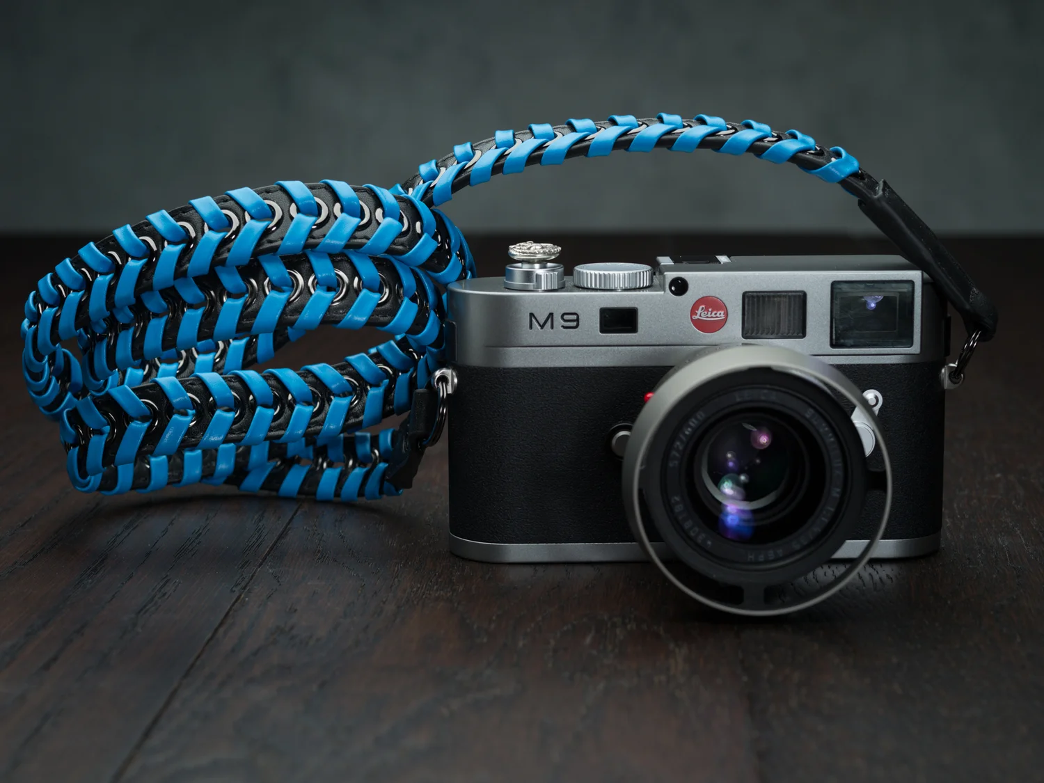Leather camera strap blue for Leica Sony Fuji Nikon Canon Olympus film digital mirrorless