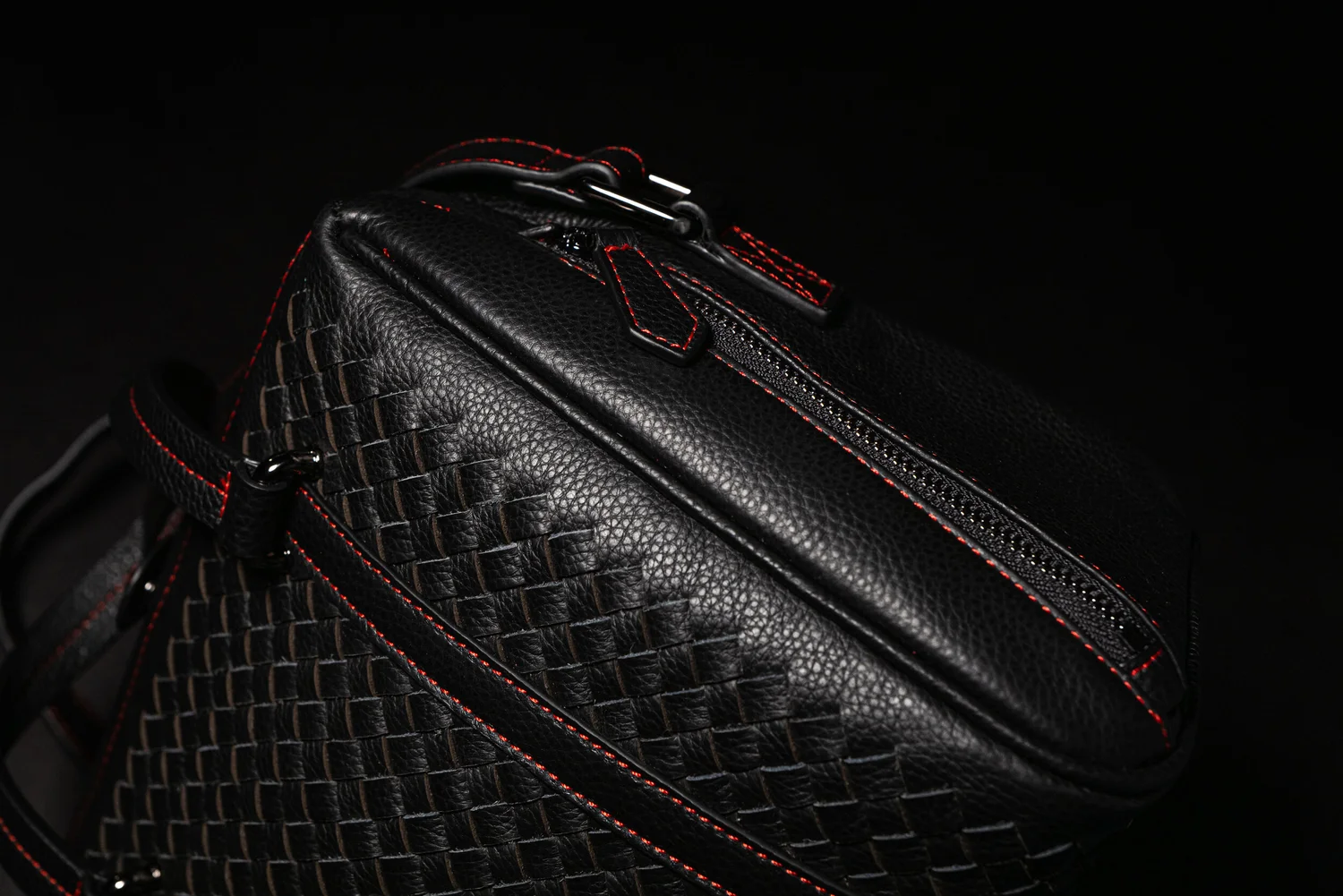 hand woven leather camera bag
