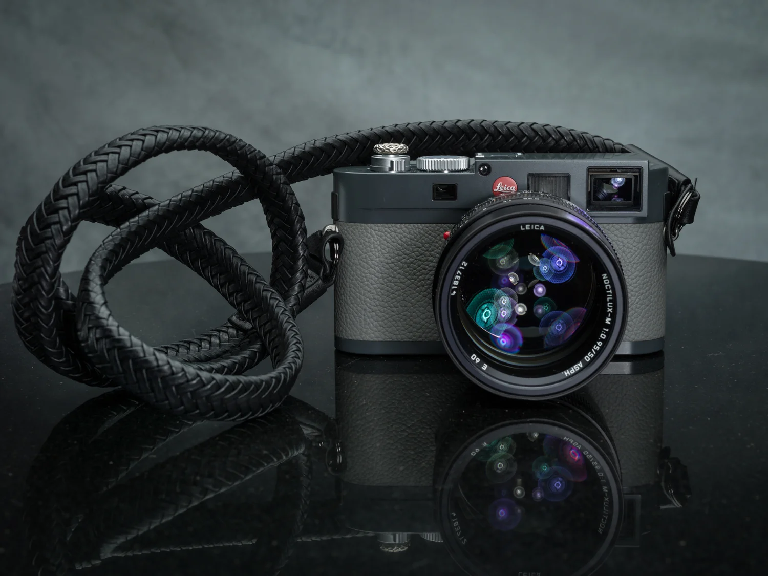 braided leather camera strap, black, noctilux, leica m10, m9, m240, q, q2, fujifilm, sony alpha
