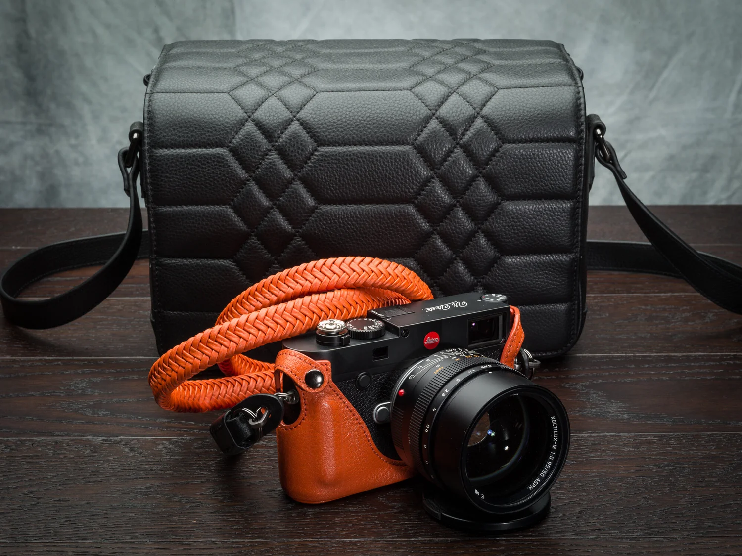 luxury designer black quilted leather camera bag