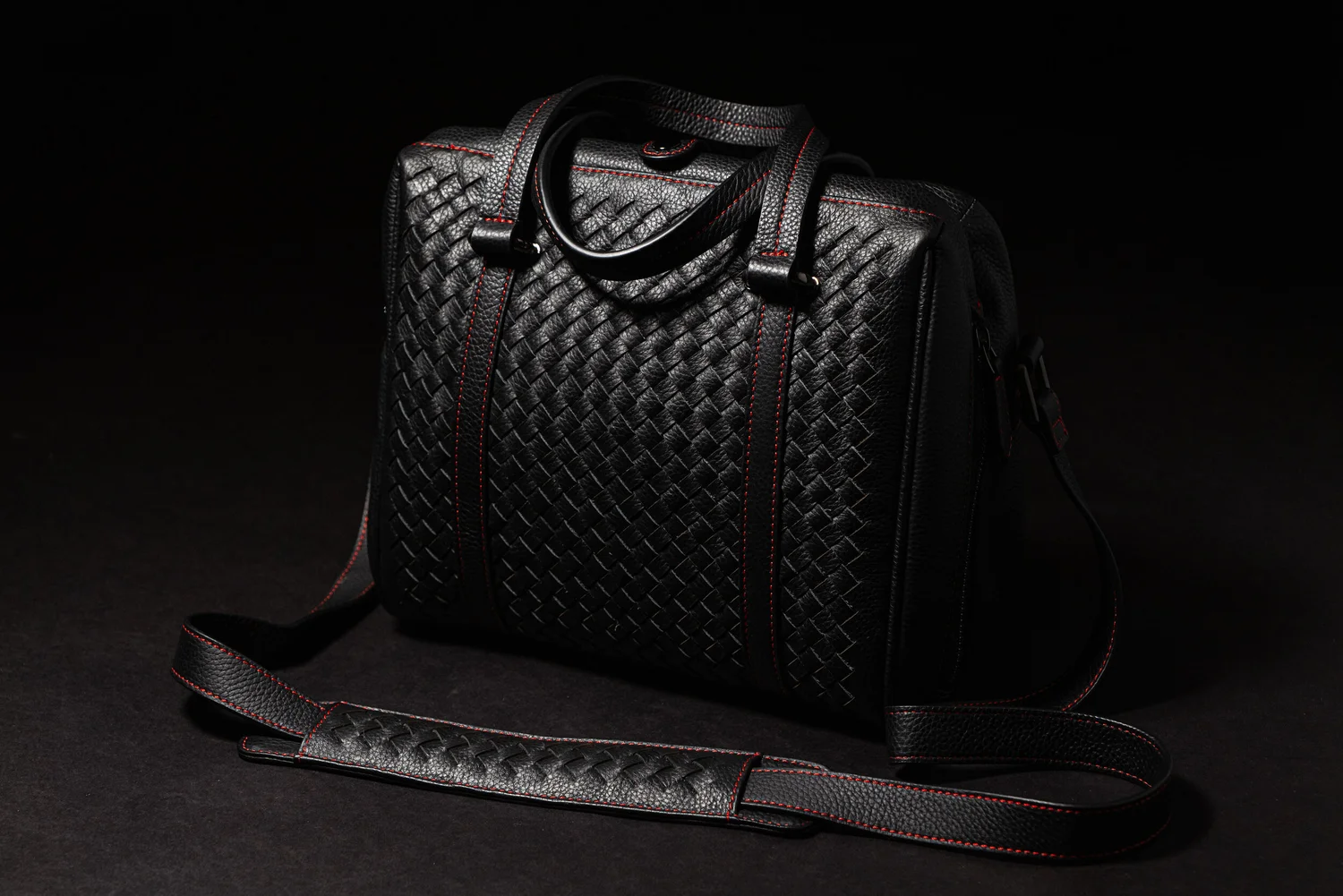 leather hand woven red stitching black Vi Vante Calibre Camera Bag.jpg