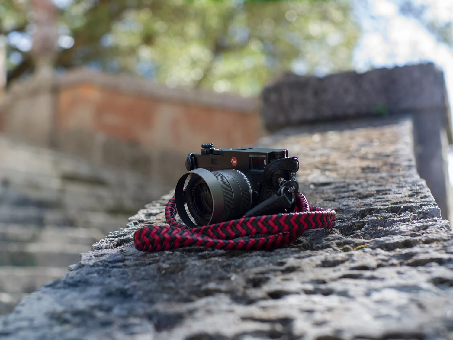 Phoenix Leather braided Black and Red Camera Strap Asiana barton 1972