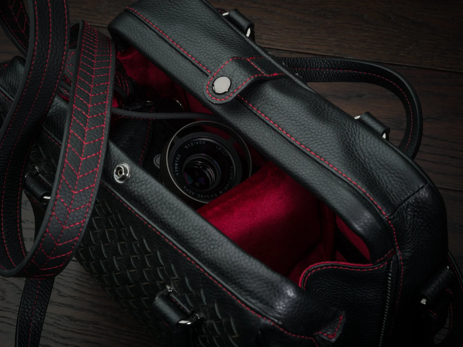 Leather Camera Strap Classic quilted bag woven