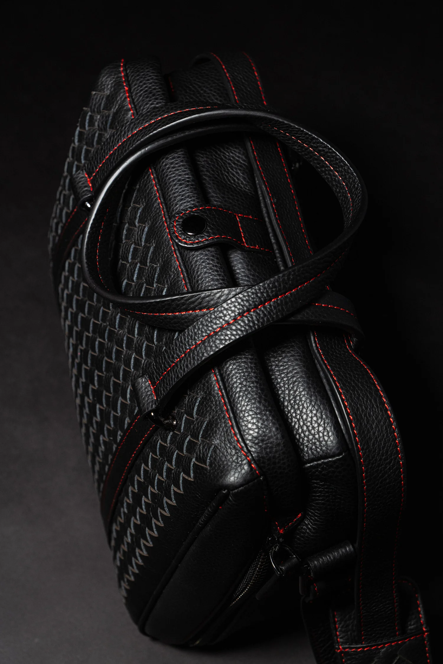 hand woven leather camera bag