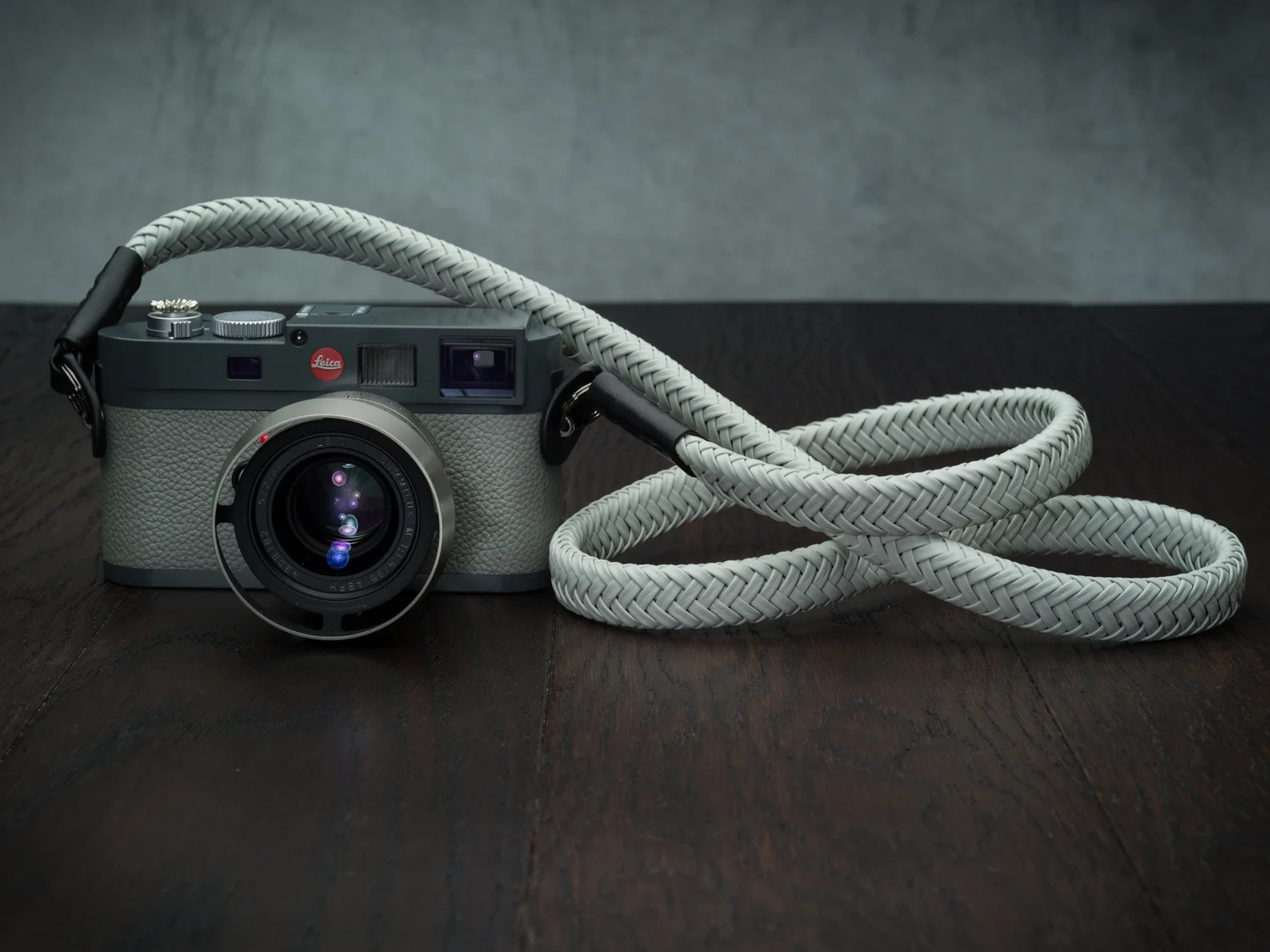 Luxury Gray Leather, Camera Strap, Braided, vivante, vi Vante, Leica M10, M240, Mp, M9, Q, Q2, sony alpha, fujifilm
