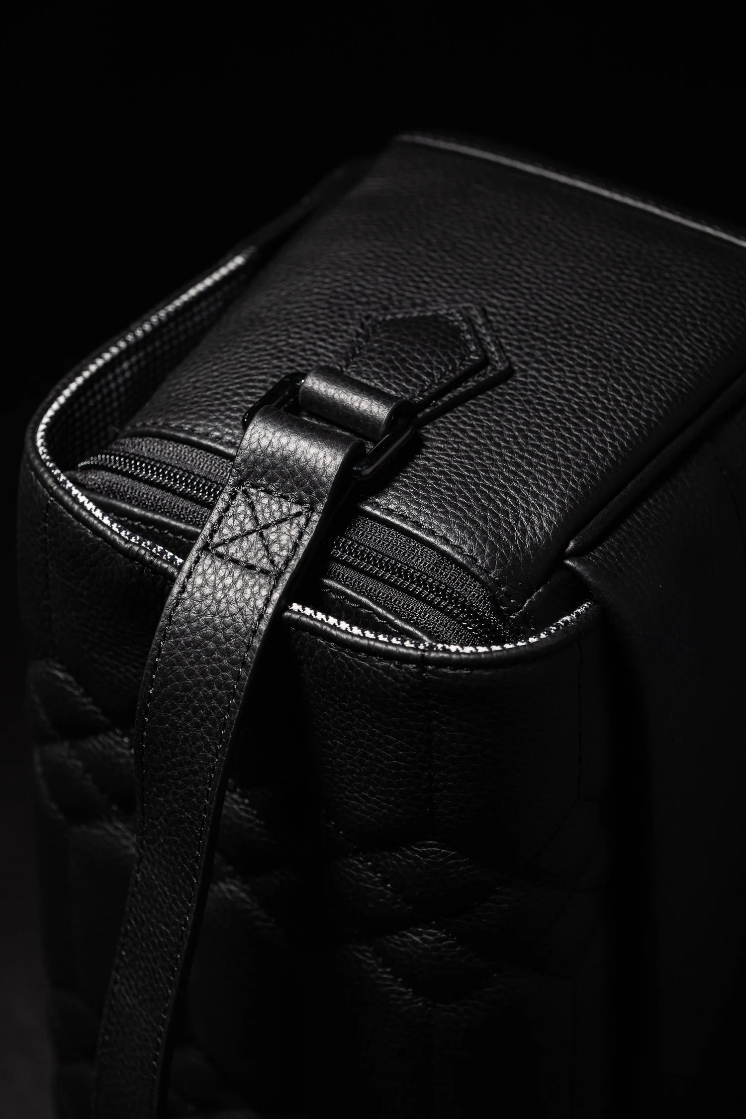 luxury designer black quilted leather camera bag