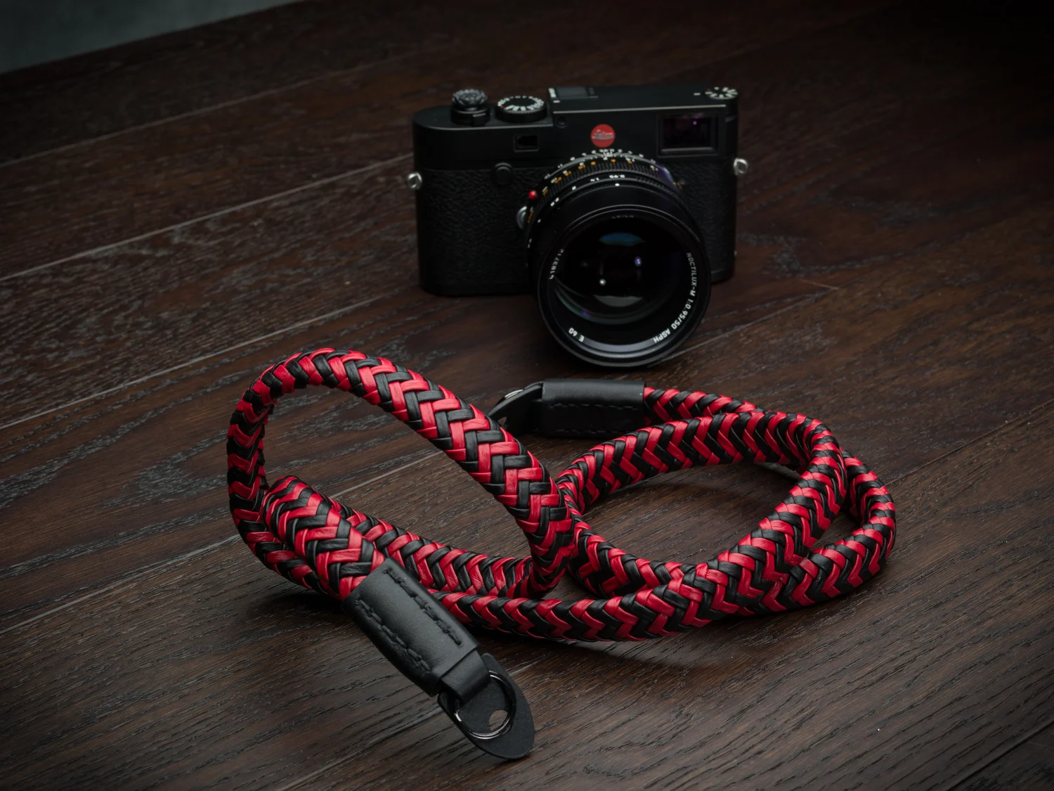 Phoenix Leather braided Black and Red Camera Strap