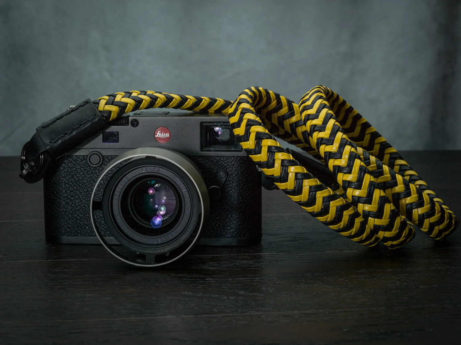 Vi Vante Matador "Batman" Yellow and Black Braided Leather Camera Strap, image 5