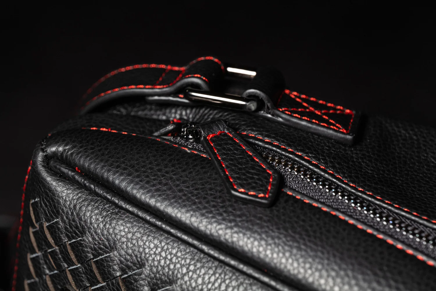 hand woven leather camera bag