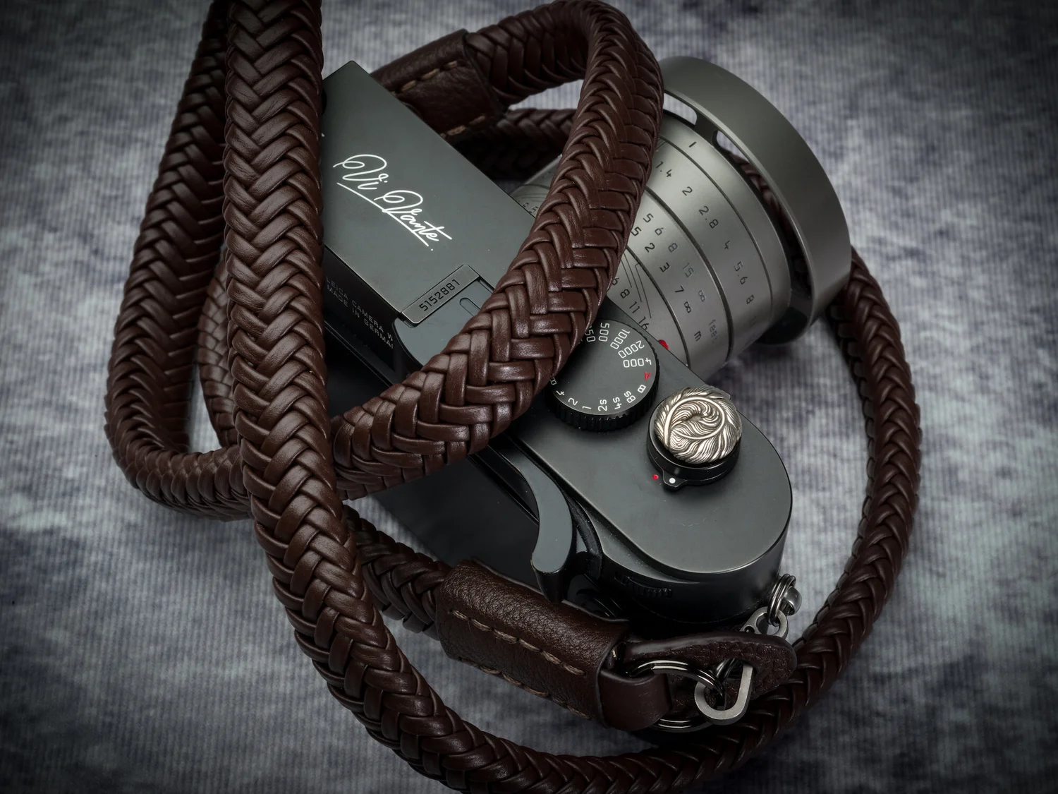 Vi Vante Matador Chocolate Brown Leather Braided Camera Strap 47" Long